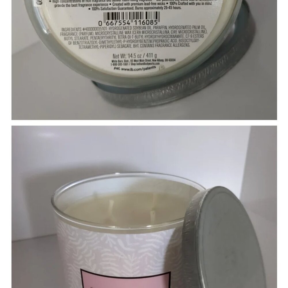 BBW White Barn Dream Linen and Lavender 3 Wick Candle - Picture 3 of 3